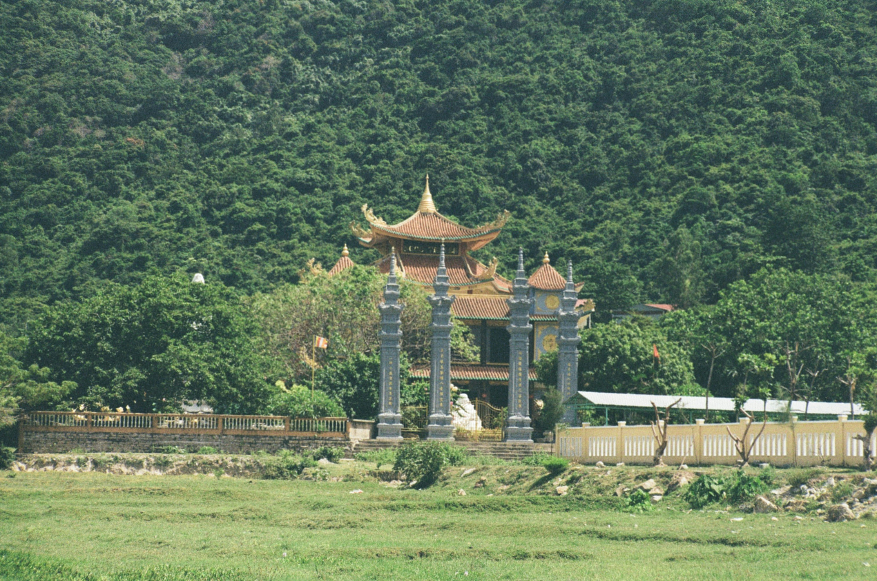 brown and black temple surrounded by green trees during daytime